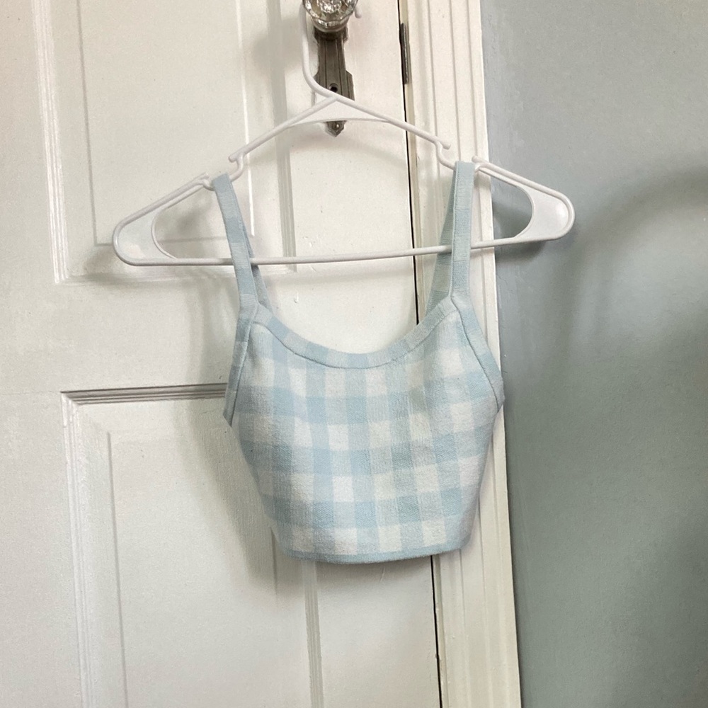 Urban outfitters cropped blue and white tank top